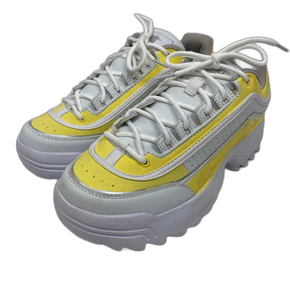 Avia Platform Memory Foam Sneakers Woman's Size 9 White and Yellow Rave Shoes